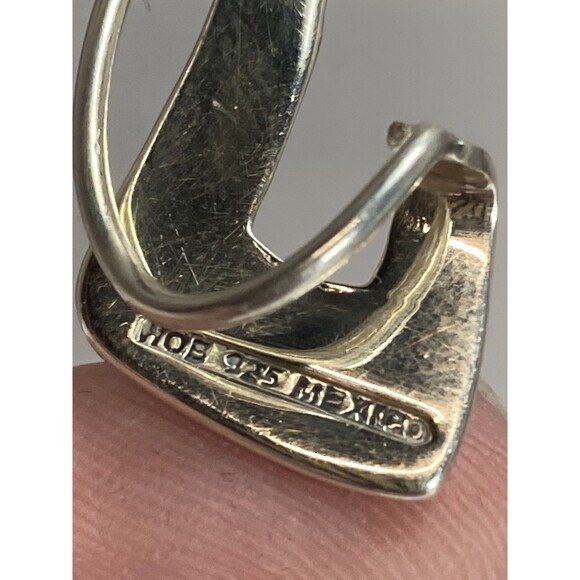 VTG Signed HOB Mexico Sterling 925 Long Abstract Dangle Southwestern Earrings - Picture 9 of 11